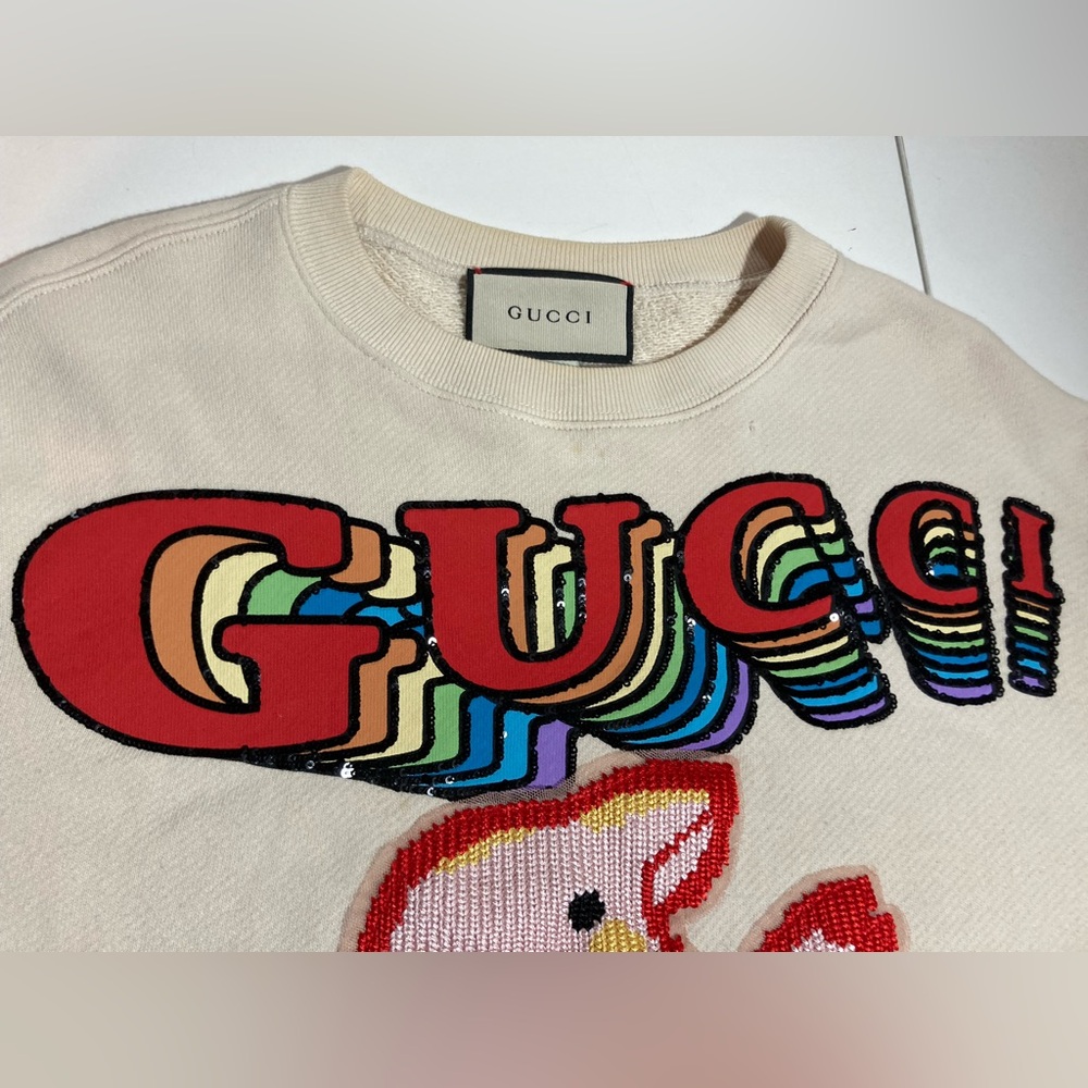 Gucci Sequins & Crochet Year Of the Pig Limited Sweatshirt Size XSmall/Small - Picture 5 of 16